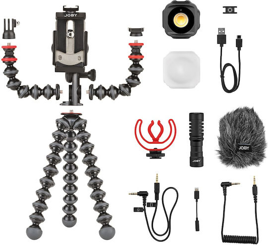 Joby Gorillapod Vlogging Kit Selfie Stick Cell Phone Tripod with Lighting Black