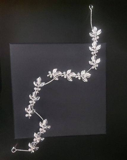 Bridal Headpiece Leaves Rhinestones & Pearls Details 32 Cm