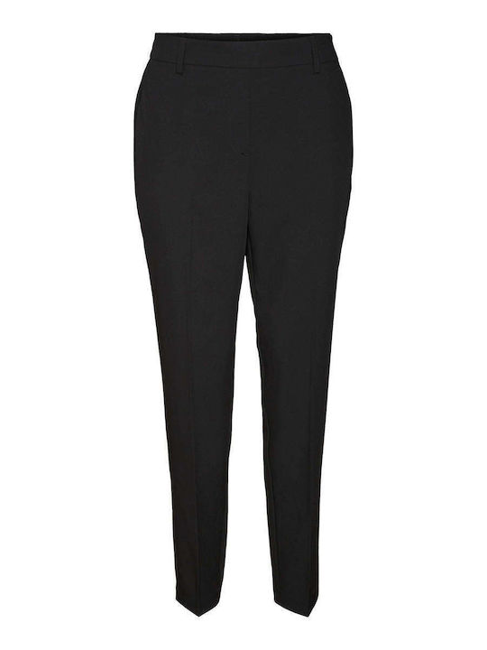 Damen Stoff Hose in Tapered Schnitt Schwarz