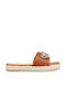 Damen Flache Sandalen Flatforms in Tabac Braun Farbe