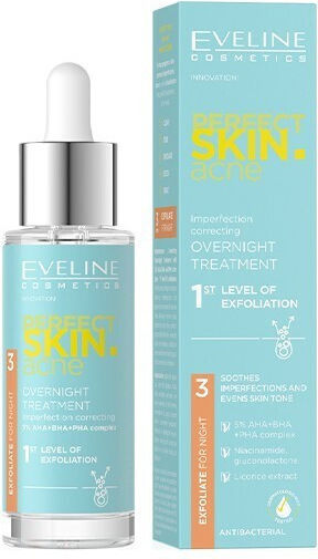 Eveline Perfect Skin Overnight Treatment Serum Face for Acne 30ml