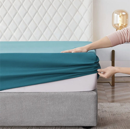 My Home Luxury Set Super dublu 160x200+25cm cu Elastic Albastru Petrol My Home Luxury Set Super dublu 160x200+25cm cu Elastic Albastru Petrol