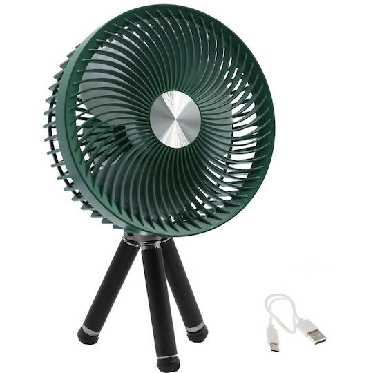 USB Office/Home Rotating Fan Rechargeable Battery Green 2273 5W 102959