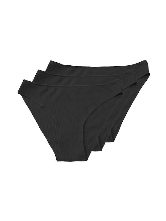 Ustyle Βαμβακερά Γυναικεία Slip 3Pack Μαύρα