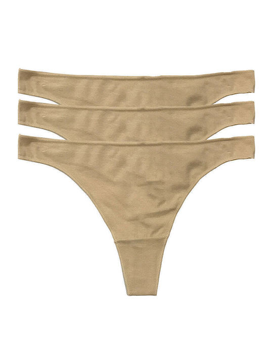 Ustyle Βαμβακερά Damen Zeichenfolge 3Pack Beige