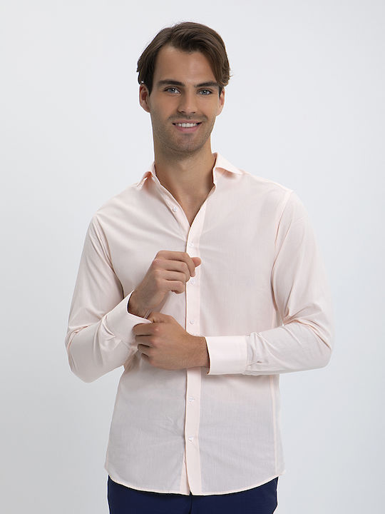 Πουκάμισο Μονόχρωμο Slim Fit Donini Beige Light