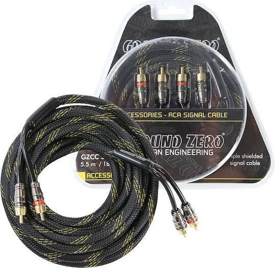Ground Zero Kabel 2x RCA-Stecker - 2x RCA-Stecker 3m GZCC 3.0X-TP