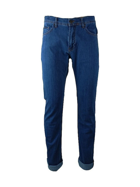 Men's Jeans Pants Elastic with Loose Fit Blue