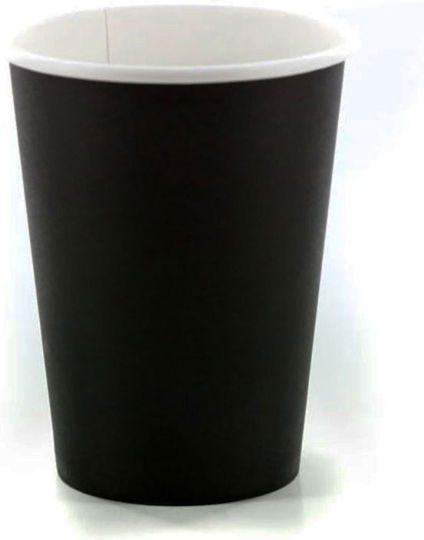 Ποτήρι μιας Χρήσης Χάρτινo Μαύρο 230ml 10τμχ