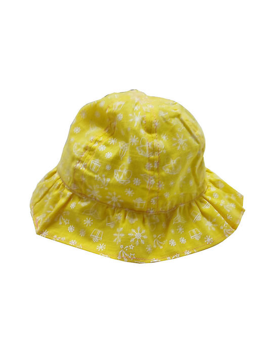 Children's bucket hat with various designs yellow-white for girls