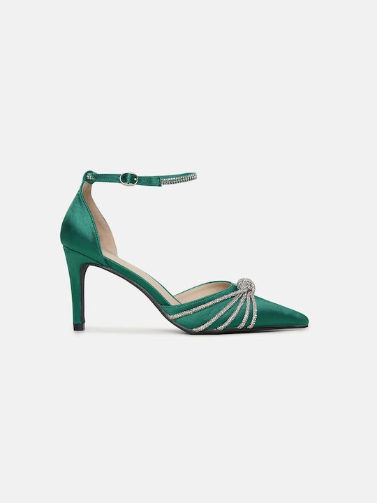 InShoes Pointed Toe Green Heels with Strap