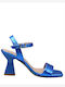 Patricia Miller Women's Sandals 6031 Blue with Chunky High Heel