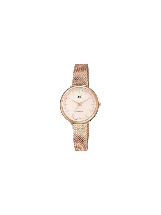 Q&Q Watch with Pink Gold Metal Bracelet