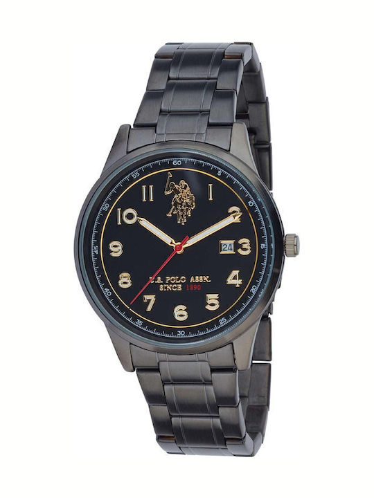 U.S. Polo Assn. Ανδρικό Ρολόι Μπαταρίας με Μαύρο Μεταλλικό Μπρασελέ