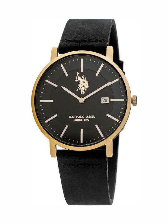 U.S. Polo Assn. Men's Watch Battery with Black Leather Strap