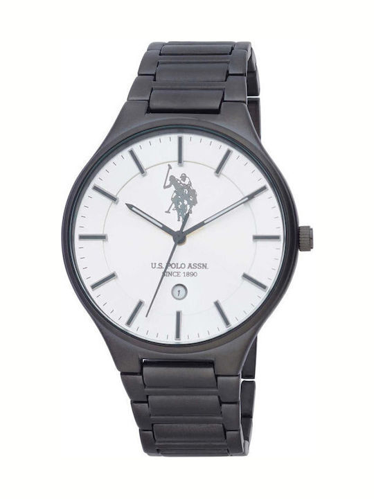U.S. Polo Assn. Ανδρικό Ρολόι Μπαταρίας με Μαύρο Μεταλλικό Μπρασελέ