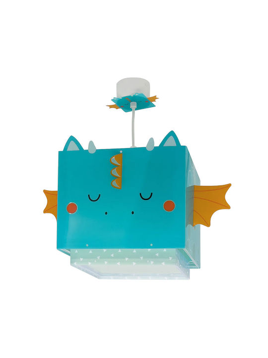 Ango Kids Plastic Single Ceiling Light E27 Turquoise 15W 24x24cm