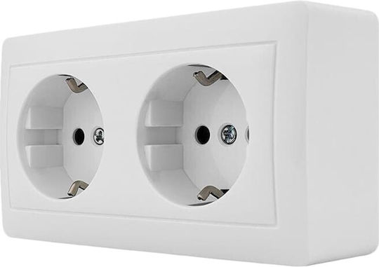 Redled Double External White Power Socket
