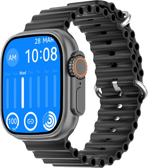 NO.1 DT8 Ultra+ 43mm Smartwatch με Παλμογράφο (Μαύρο)