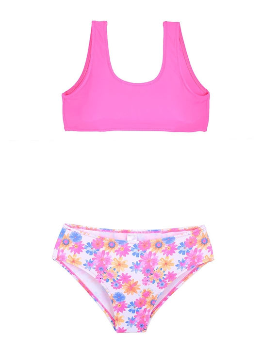 Kids swimsuit set floral bikini set Fuchsia
