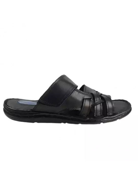 To Be Yourself 670014 Leder Herrensandalen in Schwarz Farbe