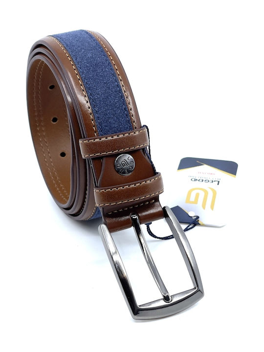 Legend Accessories Men's Belt Leather Camel/Blue