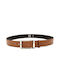 Men's belts in stamped linen leather brown BOR Brown Men's belts 099112 BROWN