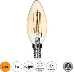GloboStar LED Lampen für Fassung E14 und Form C35 Warmes Weiß 140lm Dimmbar 1Stück