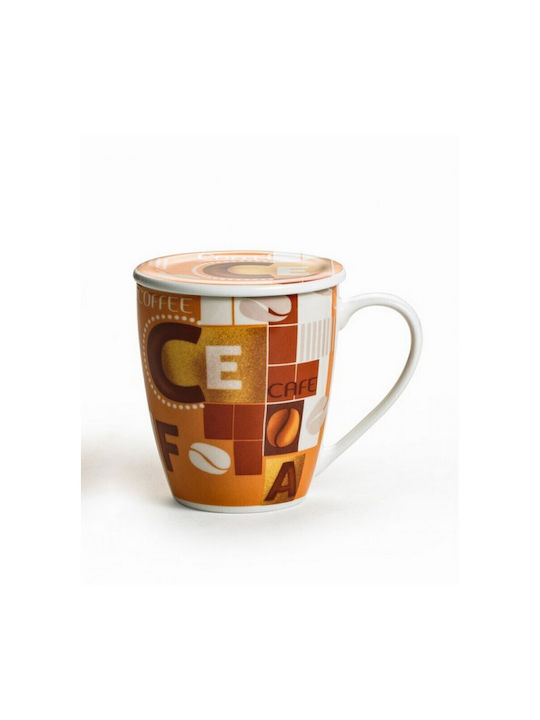 Karvounis Mug from Porcelain with Lid 450ml