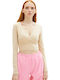 Damen Crop Top Langarm Beige