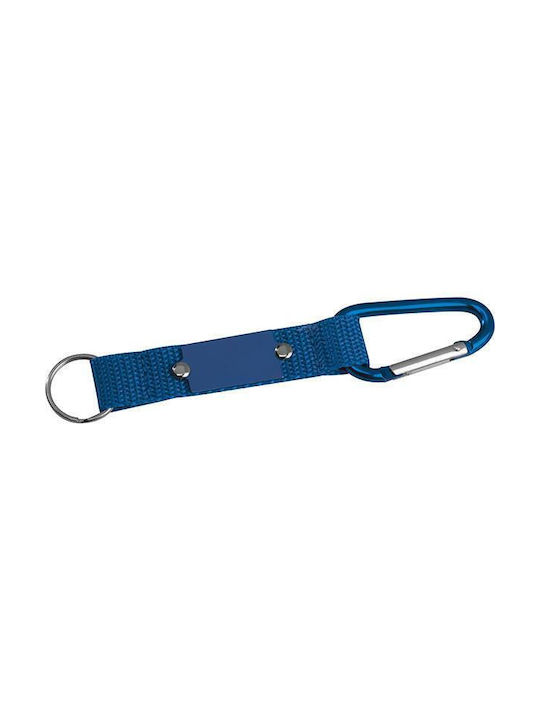 Pendant key ring with carabiner and blue strap 15,7x3x0,5cm.