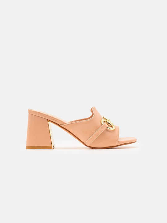 InShoes Mules mit Chunky Hoch Absatz in Rosa Farbe