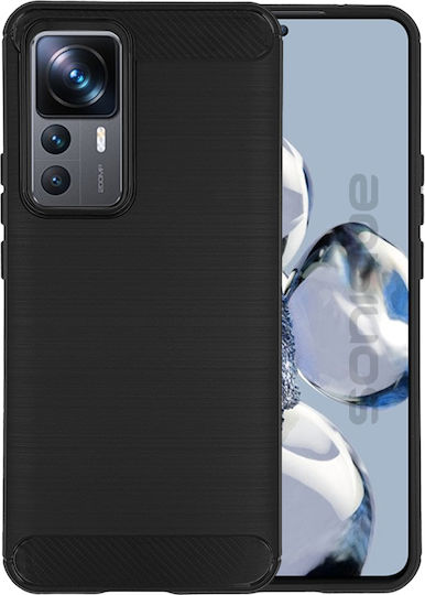 Sonique Carbon Brushed Back Cover Silicone / Plastic Black (Xiaomi 12T / 12T Pro)