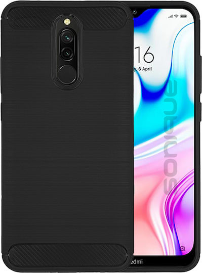 Sonique Carbon Brushed Back Cover Σιλικόνης / Πλαστικό Μαύρο (Redmi 8)