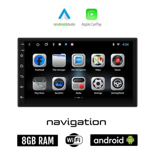Автомобилна Аудио Система (Блутут/USB/AUX/WiFi/GPS/Apple-Carplay/Android-Auto) с Тъчскрийн 7"