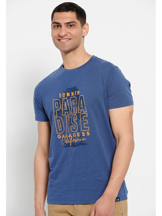 Garage Fifty5 T-shirt Bărbătesc cu Mânecă Scurtă Albastru
