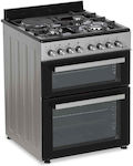 Thermogatz TGS 8001 IX Κουζίνα Υγραερίου & Ρεύματος 92lt με Εστίες Υγραερίου & Ρεύματος Π60εκ. Μαύρη