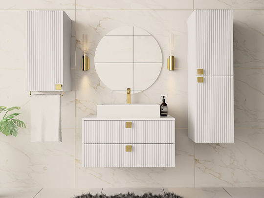Polihome Gariano Wall Hung Cabinet Bathroom Column Cabinet L35xD35xH120cm White
