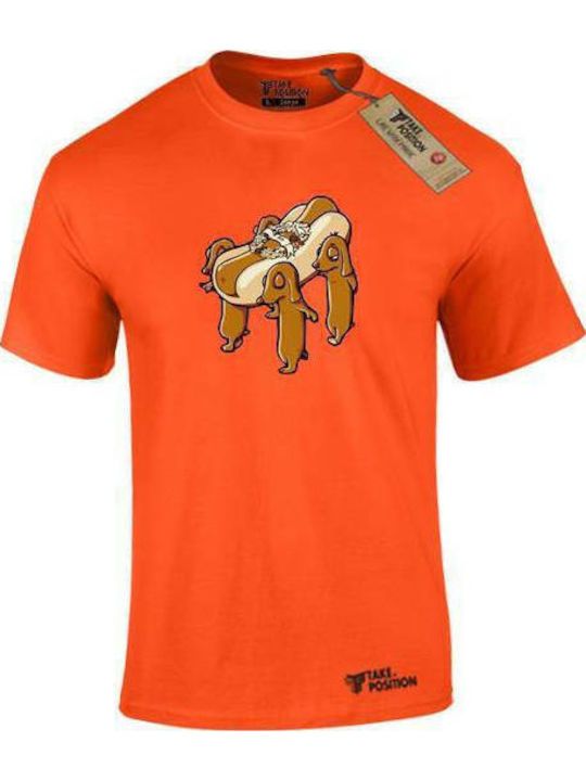 Takeposition Sad dogs T-shirt Πορτοκαλί