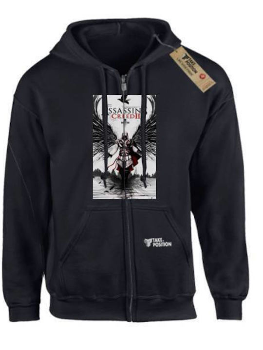 Takeposition Z-cool Γυναικεία Φούτερ Ζακέτα με Κουκούλα Assassin's Creed Μαύρη