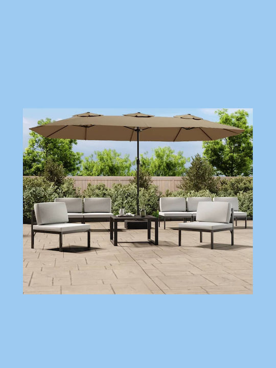 Squared Plastic Brown Parasol 4.49x2.65xH2.45m