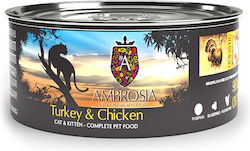 Ambrosia Turkey & Chicken Υγρή Τροφή για Ανήλικες Γάτες σε Κονσέρβα με Γαλοπούλα / Κοτόπουλο 150gr