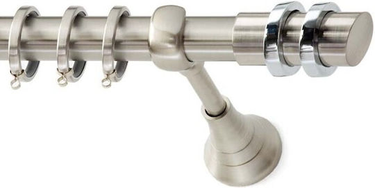 Anartisi Μεταλλικό Κουρτινόξυλο S12 Μονό Φ25mm 240εκ. Νίκελ Σατινέ
