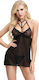 Kinksters Sexy Baby Dolls with Lace and Transparency Black