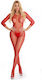Pink Lipstick Lingerie Ολόσωμο Καλσόν Διχτυωτό με Ανοιχτό Καβάλο Κόκκινο