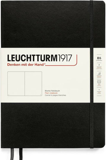 Leuchtturm1917 Тетрадка 219 Листа B5 с Бели Страници и Ластик Черен