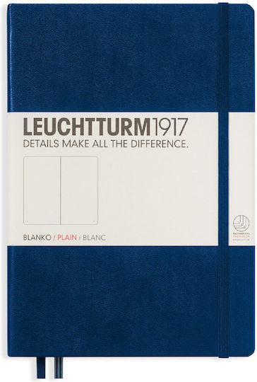 Leuchtturm1917 Σημειωματάριο A5 125 Φύλλων με Λευκές Σελίδες με Σκληρό Εξώφυλλο και Λάστιχο Μπλε
