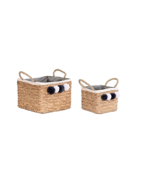 Fabric Decorative Baskets Set 2pcs DKD Home Decor