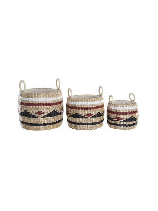 Set dekorative Körbe mit Griffen Mehrfarbig 3Stück S3028971 DKD Home Decor