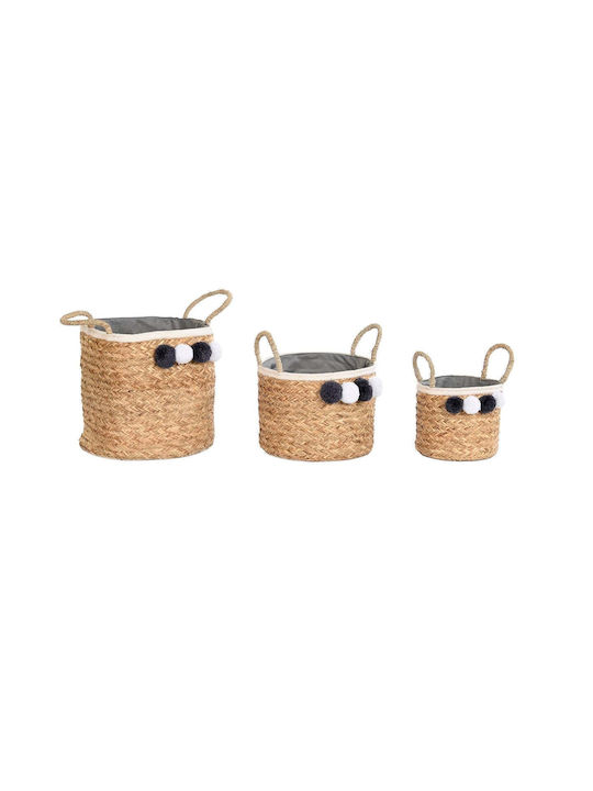 Fabric Decorative Baskets Set 3pcs DKD Home Decor